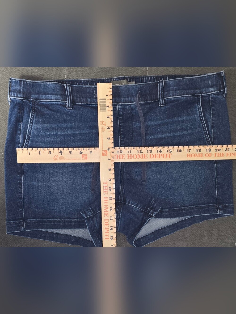 ❤️ Torrid Denim Shorts 2 Plus Size Dark Wash Drawstring Waist Summer Casual - Picture 8 of 8